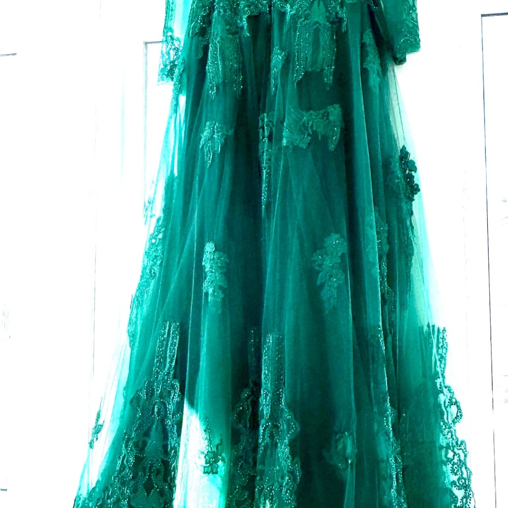 Elegant Green Organza Gown